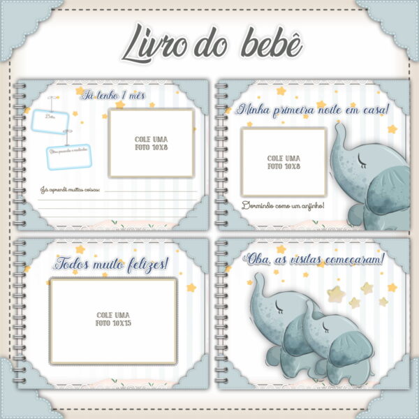 livro do bebe elefantinho cinza arquivo digital recem nascido