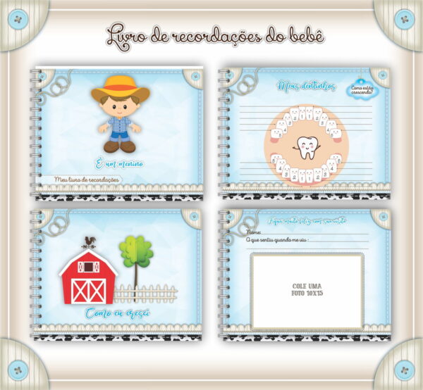 Livro do Bebê Fazendinha Menino - Arquivo Digital - Imagem 3