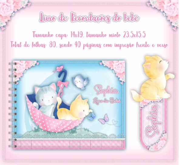 livro do bebe gatinhos rosa arquivo digital lembrancas