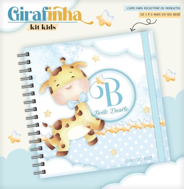 livro do bebe girafinha menino azul arquivo digital filho