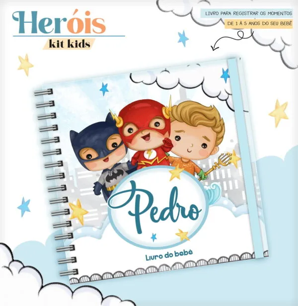 Livro do Bebê Heróis Cute - Arquivo Digital