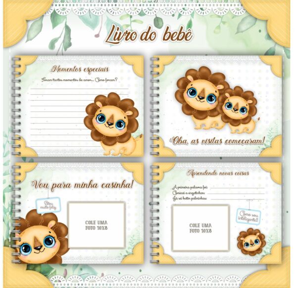 livro do bebe leaozinho i arquivo digital papelaria personalizada