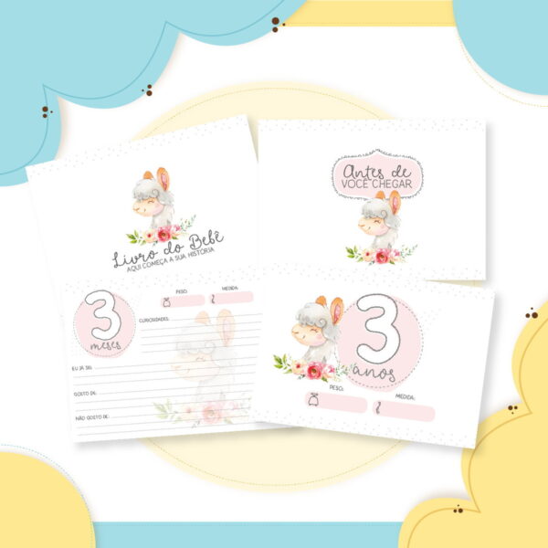 Livro do Bebê Lhama Floral - Arquivo Digital - Imagem 4