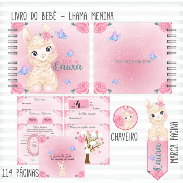 livro do bebe lhama menina arquivo digital personalizacao
