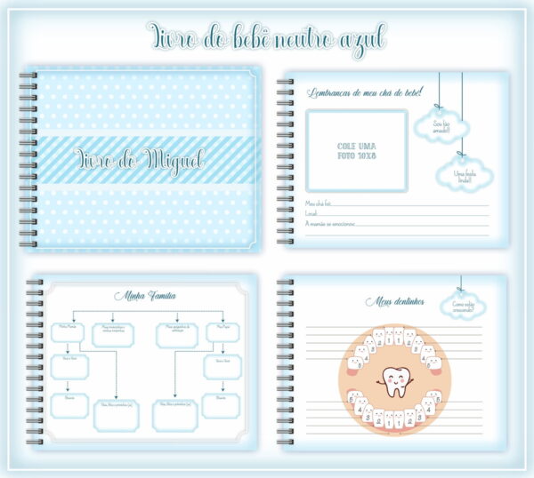 livro do bebe neutro azul menino arquivo digital papelaria 1