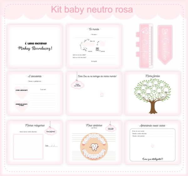 Livro do Bebê Neutro Rosa - Arquivo Digital - Imagem 2