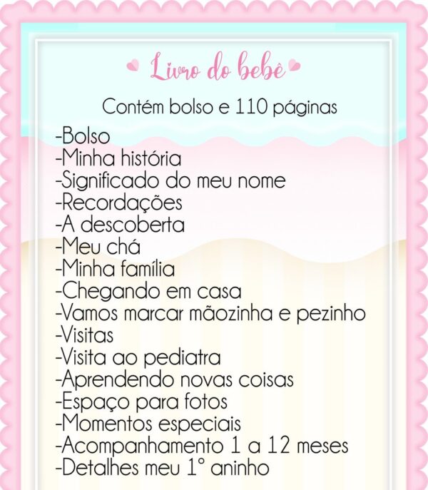 Livro do Bebê Neutro Rosa - Arquivo Digital - Imagem 3