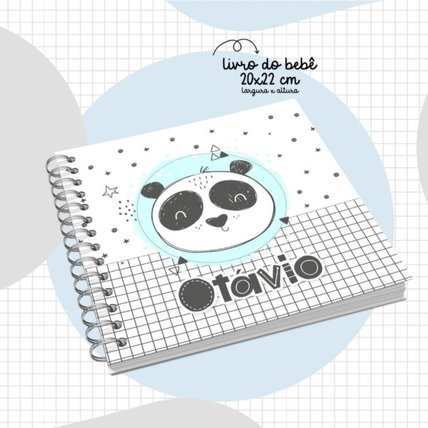 livro do bebe panda escandinavo arquivo digital papelaria personalizada