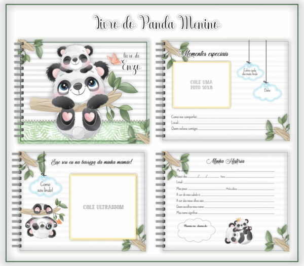 livro do bebe pandinha fofo menino arquivo digital scrapbook