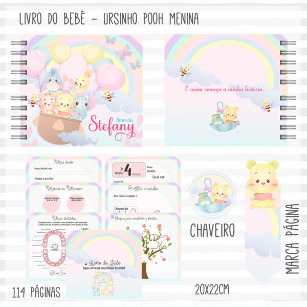 livro do bebe pooh menina arquivo digital papelaria digital