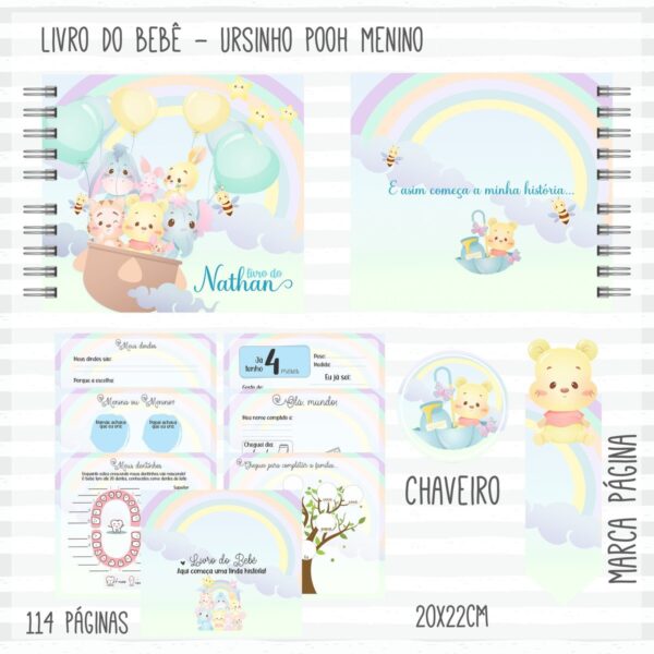 livro do bebe pooh menino arquivo digital lembrancas
