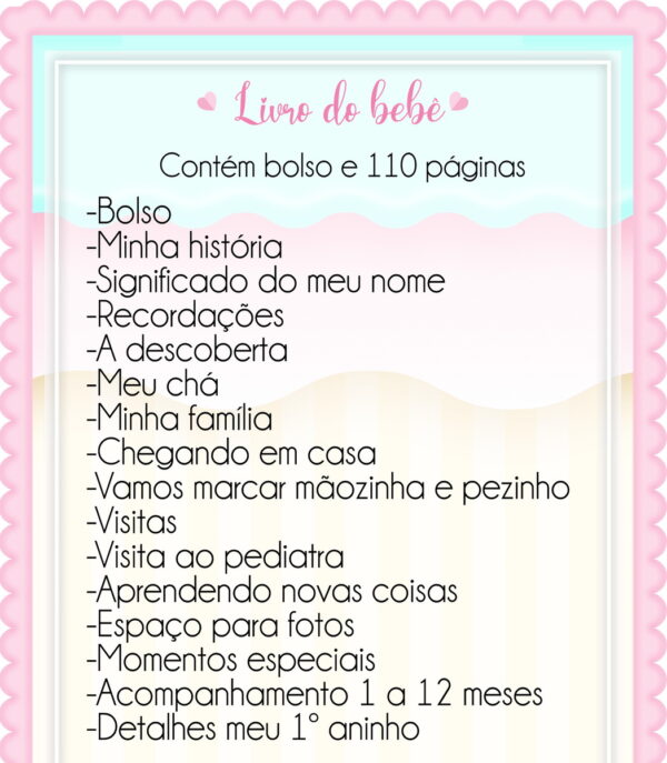 Livro do Bebê Safari Rosa Menina - Arquivo Digital - Imagem 4