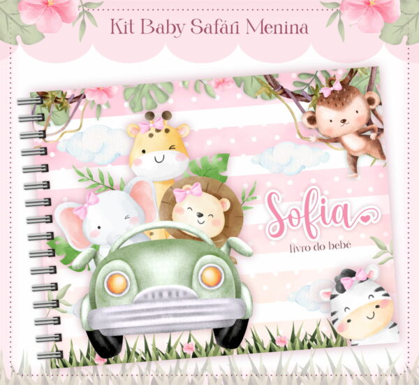 livro do bebe safari rosa menina arquivo digital mensagem