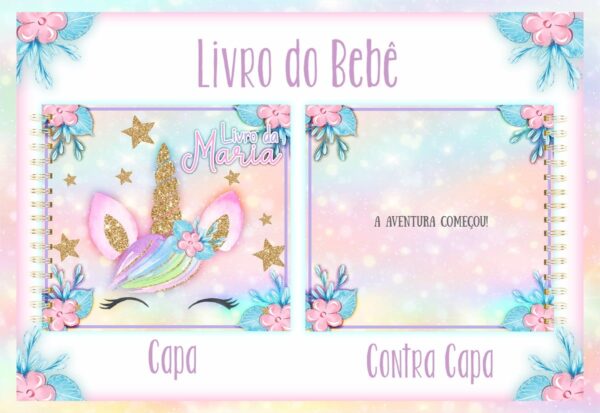 livro do bebe unicornio glitter arquivo digital arquivo digital