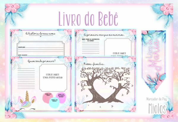 Livro do Bebê Unicornio Glitter - Arquivo Digital - Imagem 2