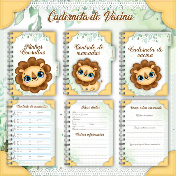 Livro e Caderneta do Bebê Leãozinho - Arquivo Digital - Imagem 3