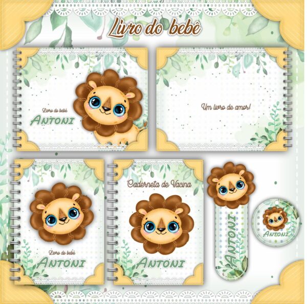 livro e caderneta do bebe leaozinho arquivo digital papel e cia