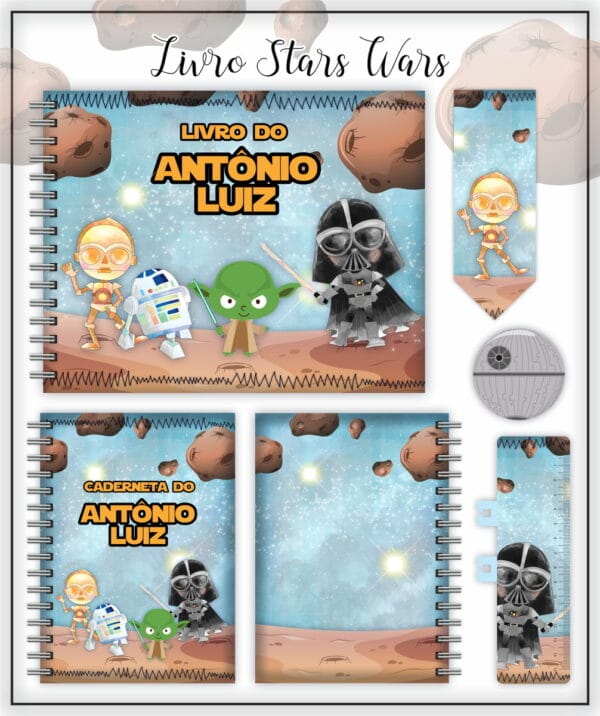livro e caderneta vacina star wars arquivo digital papelaria personalizada