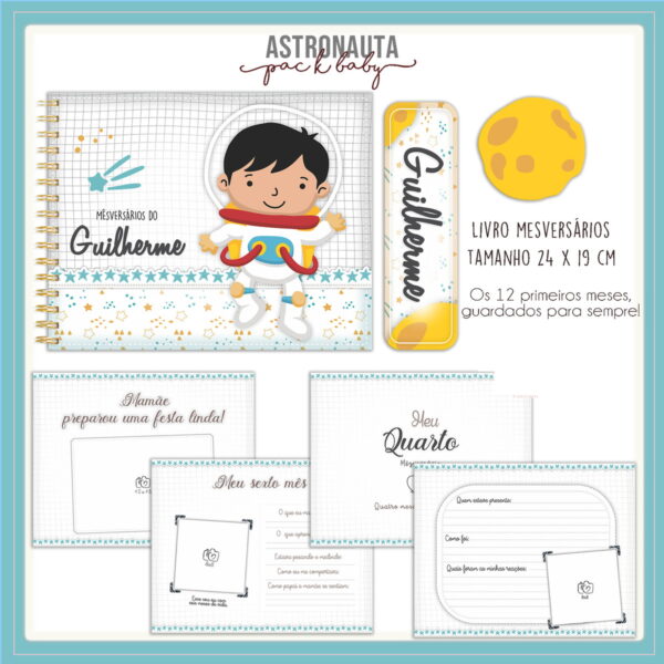 livro mesversario astronauta arquivo digital encadernacao