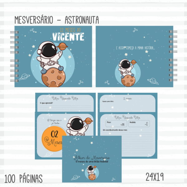 livro mesversario astronauta menino arquivo digital kit digital