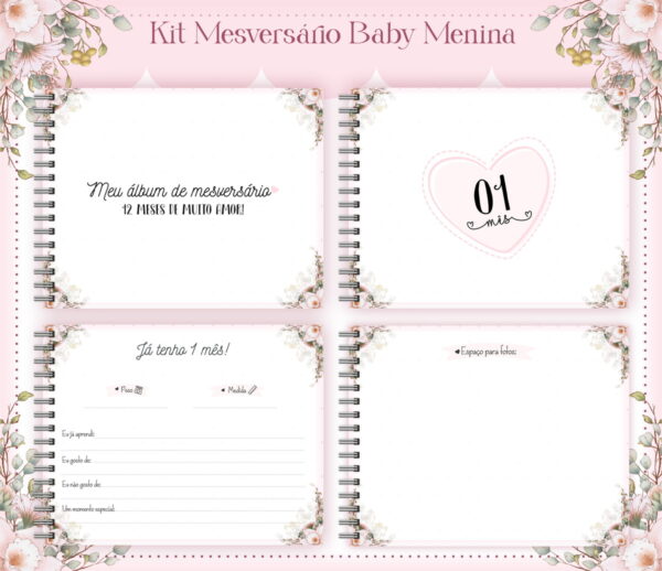 Livro Mesversário Baby Menina - Arquivo Digital - Imagem 2