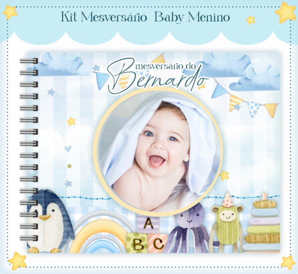 livro mesversario baby menino arquivo digital papelaria personalizada