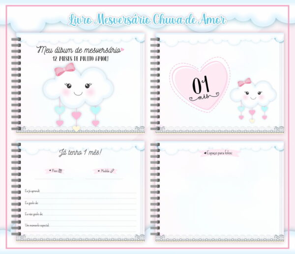 Livro Mesversário Chuva de Amor Menina - Arquivo Digital - Imagem 2