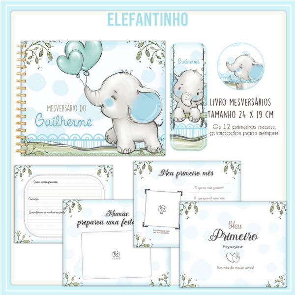 livro mesversario elefantinho arquivo digital papelaria digital