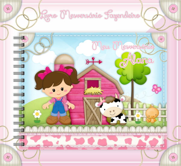 livro mesversario fazendinha menina arquivo digital arte digital