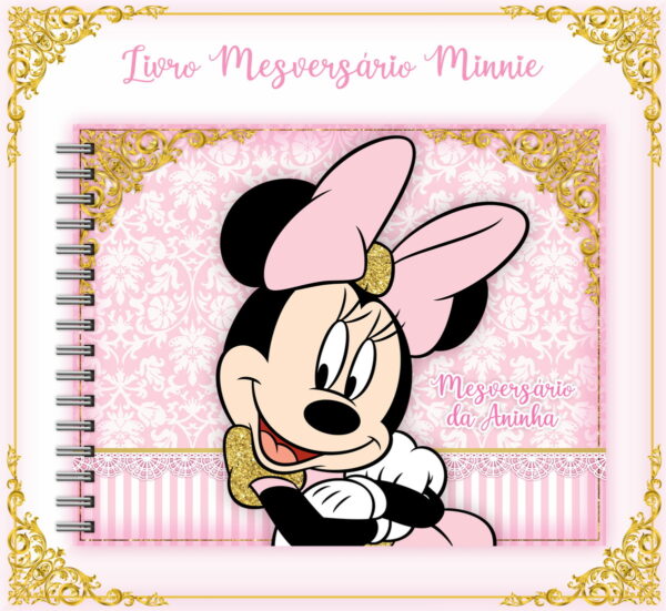 livro mesversario minnie rosa arquivo digital papelaria