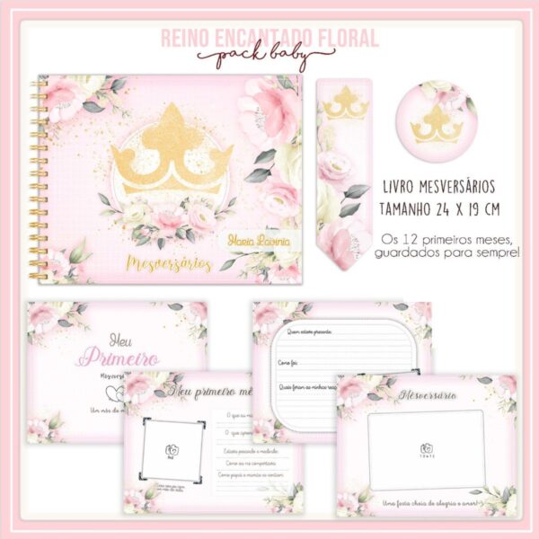 livro mesversario reino encantado floral arquivo digital papel e cia
