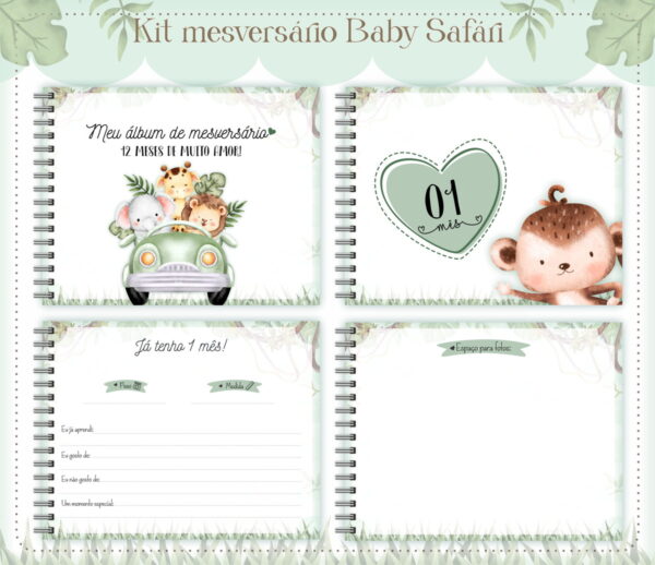 Livro Mesversário Safari Verde Menino - Arquivo Digital - Imagem 2
