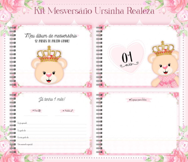 Livro Mesversário Ursinha Realeza - Arquivo Digital - Imagem 2