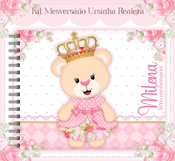 livro mesversario ursinha realeza arquivo digital encadernacao digital