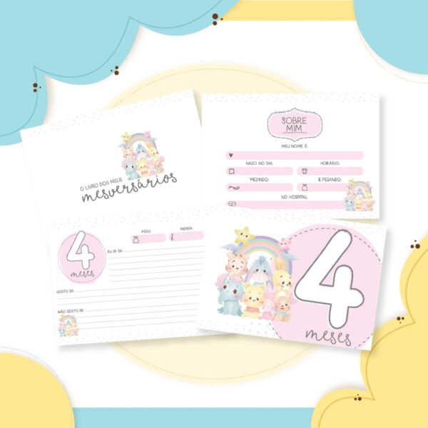 Livro Mêsversário Ursinho Pooh Menina - Arquivo Digital - Imagem 2
