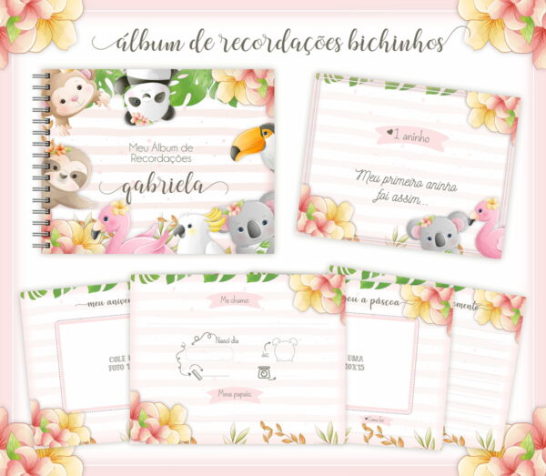 livro recordacoes bebe bichinhos arquivo digital lembrancas