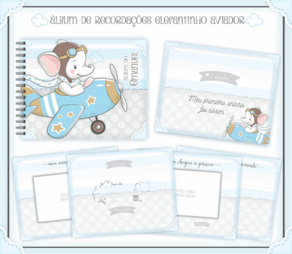 livro recordacoes bebe elefantinho aviador arquivo digital elefantinho aviador