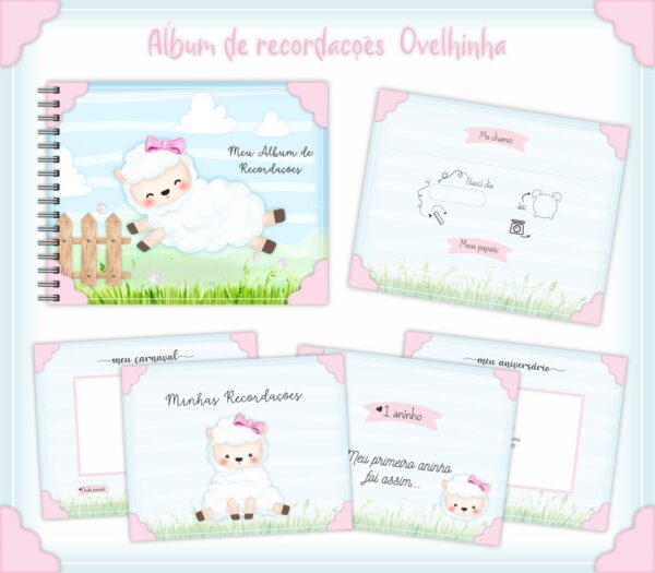 livro recordacoes bebe ovelhinha menina arquivo digital encadernacao