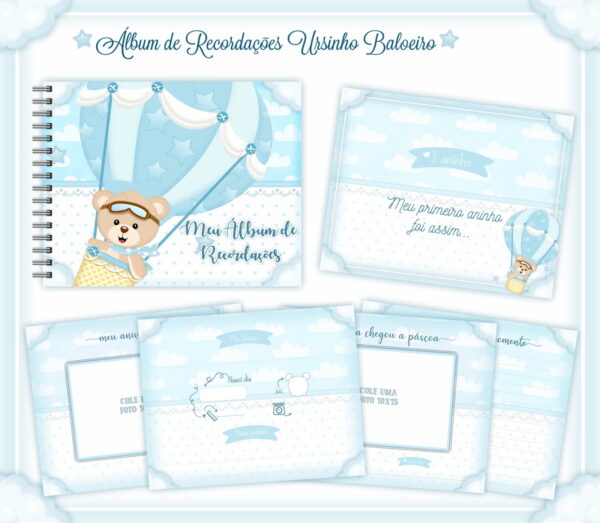 livro recordacoes bebe ursinho baloeiro arquivo digital organizar recordacoes bebe