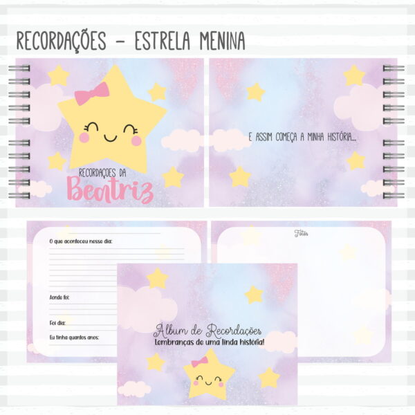 livro recordacoes do bebe estrela arquivo digital papel e scrapbook