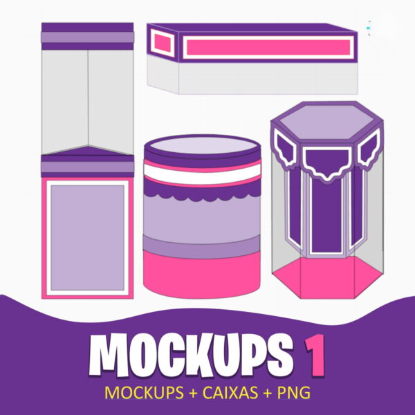 mockups caixas papelaria festas arquivo digital molde limpo