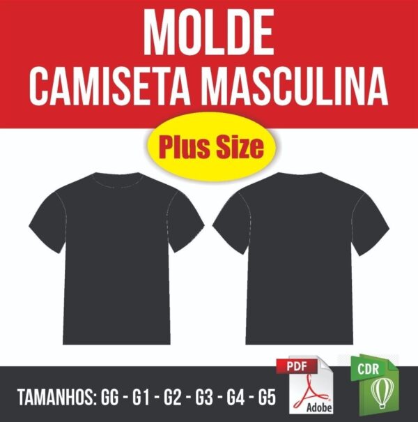 Molde Camiseta Tradicional Masculina Plus Size