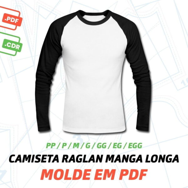 Molde Digital Camiseta Manga Longa Raglan Masculina Pp A Egg