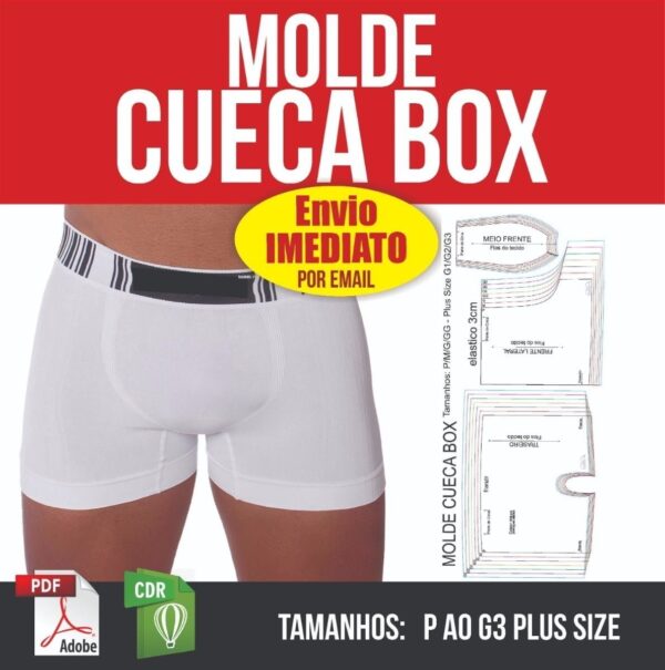 Molde Digital Cueca Box P Ao G3 Plus Size Pdf E Corel