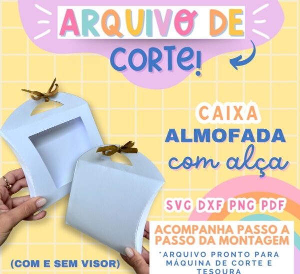 molde limpo caixa almofada com alca arquivo digital arquivo de corte sacola molde