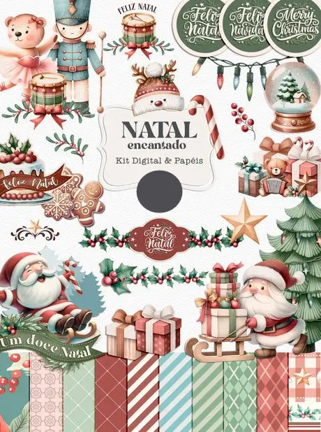 Natal Magico Com Papai Noel Kit Digital Em Png 2