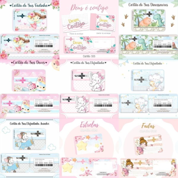 Pack 119 Artes Cartão Do Sus Personalizado Em Png