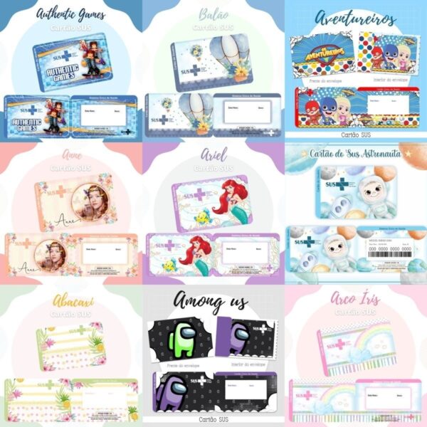 Pack 119 Artes Cartão Do Sus Personalizado Em Png