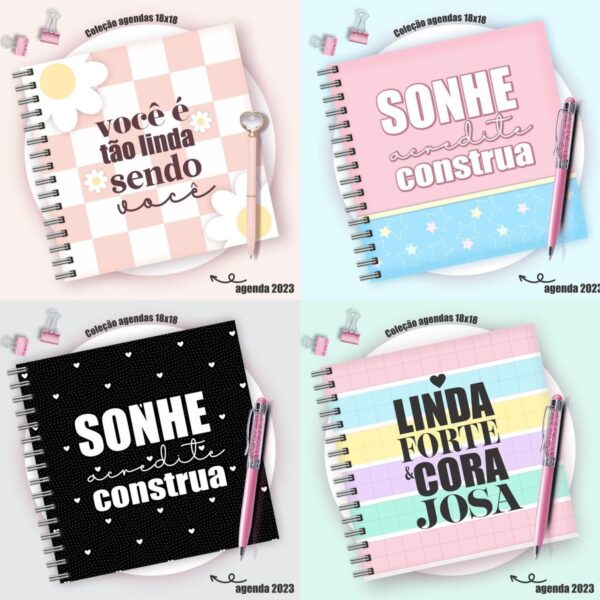 pack agendas 18x18 frases arquivo digital pack agendas