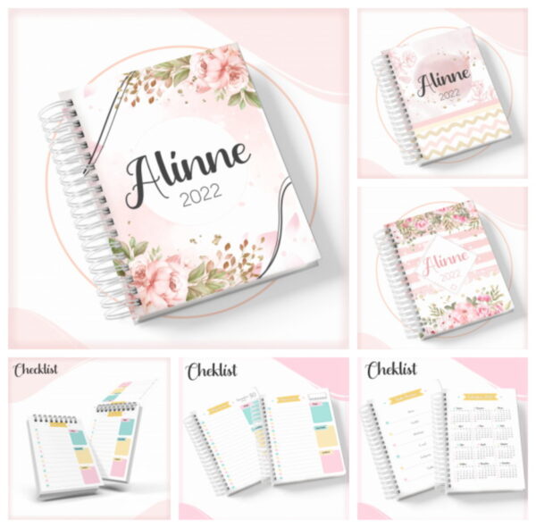 pack agendas checklist feminina arquivo digital papel e scrapbook